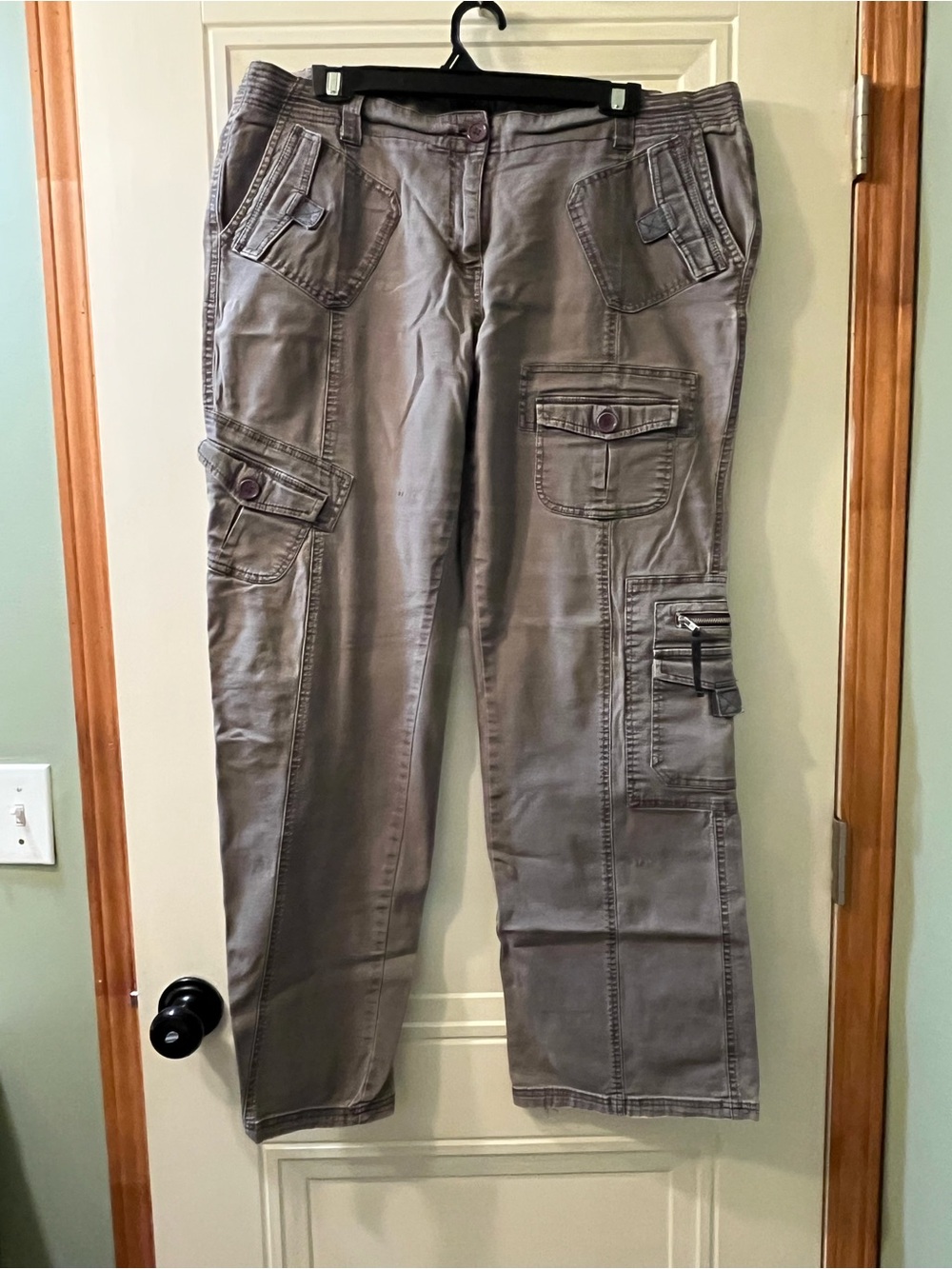 City Chic Gray Wide-Leg Cargo Jeans